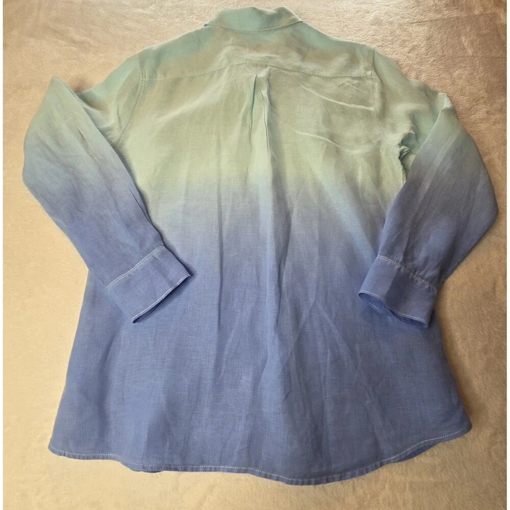 Tommy Bahama Men's Blue 100% Linen Long Sleeve Button Down Medium